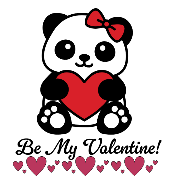 Be My Valentine Panda! Lg. Vinyl Decal
