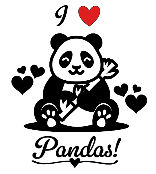I Heart Pandas! Lg. Vinyl Decal