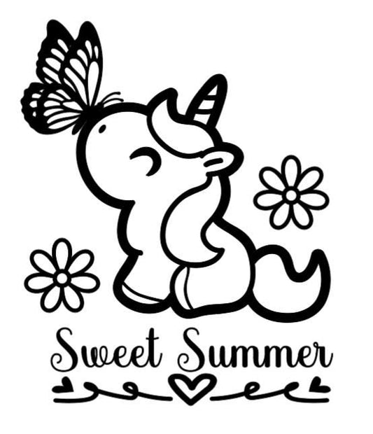 Sweet Summer Unicorn  - Lg. Vinyl Decal