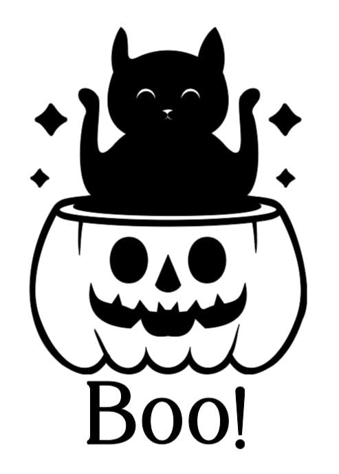 Black Kitty Boo!  - Lg. Vinyl Decal
