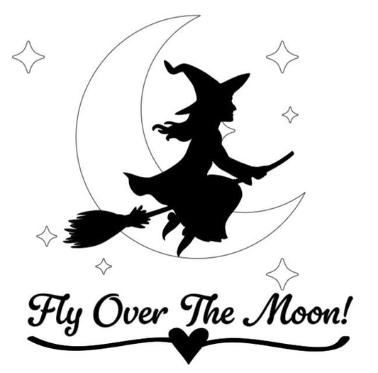 Fly Over The Moon Witch!  - Lg. Vinyl Decal