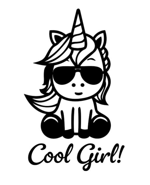 Cool Unicorn Girl Lg. Vinyl Decal