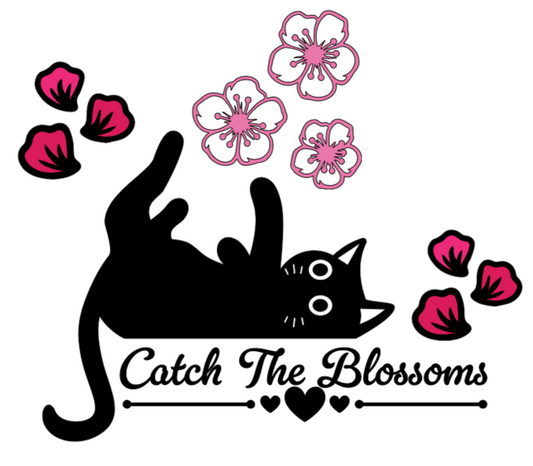 Catch The Blossoms Kitty! Lg. Vinyl Decal