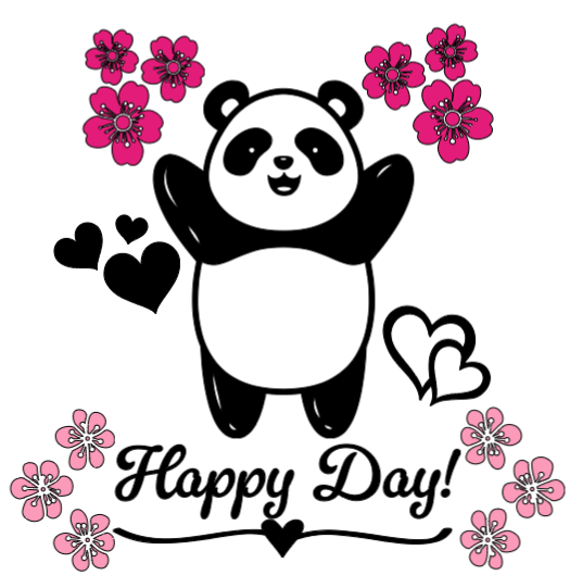 Happy Day Panda! :) Lg. Vinyl Decal