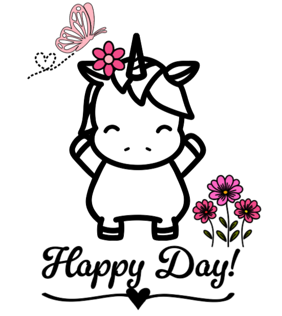 Happy Day Unicorn! :) Lg. Vinyl Decal