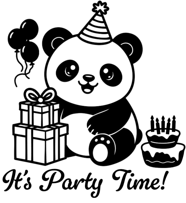 It's Party Time Panda! Lg. Vinyl Decal