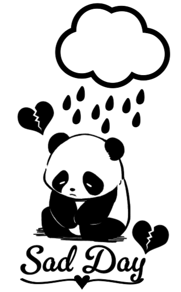 Sad Day Panda :( Lg. Vinyl Decal